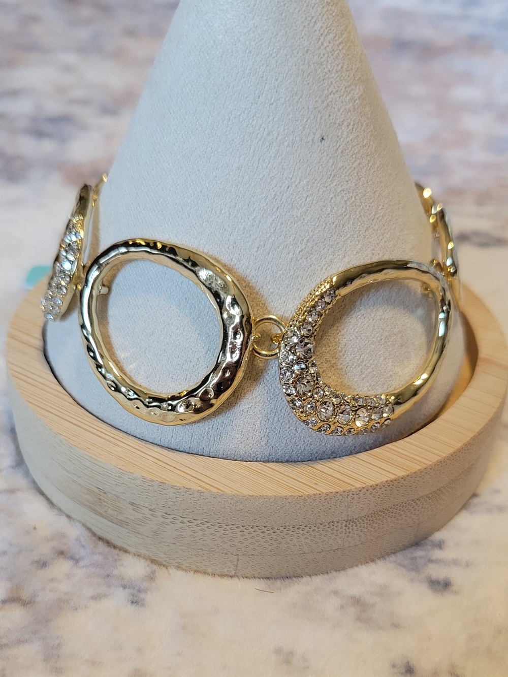 Gold Crystal Open Circle Link Bracelet - Women's Jewelry
